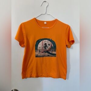 Boys 9-10 Youth Astronaut Baseball Orange Graphic T-Shirt